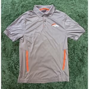 Majestic Denver Broncos Men's M Coolbase Performance Polo Shirt NFL Gray Orange